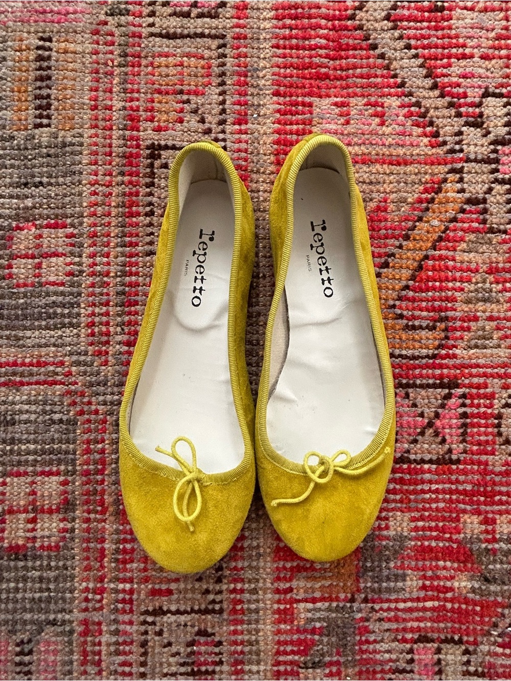 Repetto Cendrillon chartreuse yellow suede ballet flats